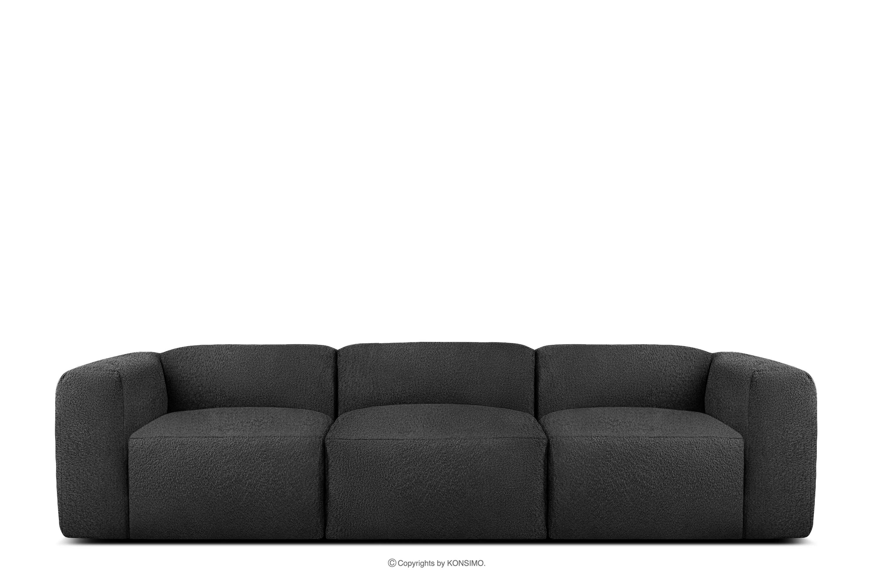 Miękka sofa trzyosobowa w tkaninie boucle ciemny szary