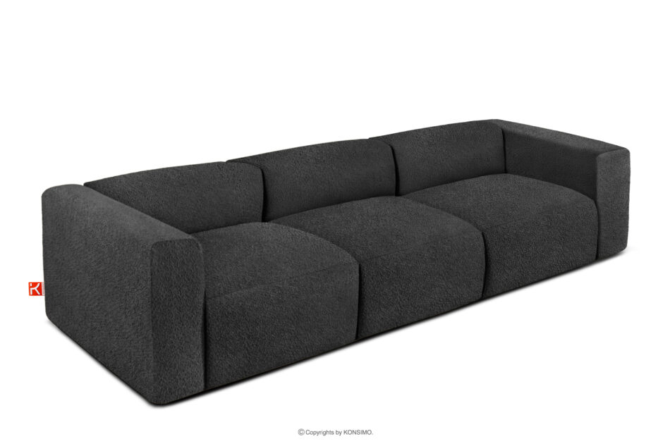 BUFFO Miękka sofa trzyosobowa w tkaninie boucle ciemny szary ciemny szary - zdjęcie 2