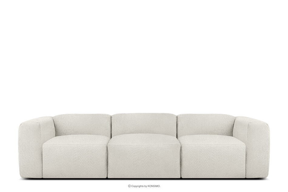 BUFFO Miękka sofa trzyosobowa w tkaninie boucle biały biały - zdjęcie 0