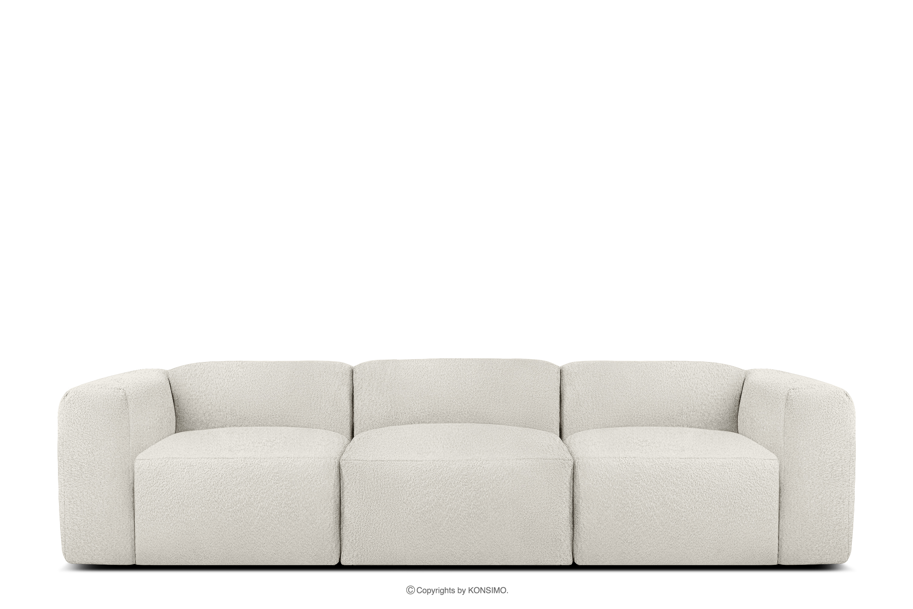 Miękka sofa trzyosobowa w tkaninie boucle biały