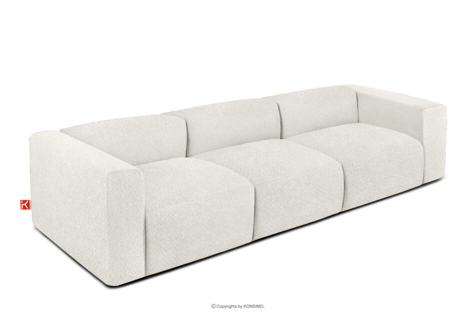 BUFFO Miękka sofa trzyosobowa w tkaninie boucle biały biały - zdjęcie 2