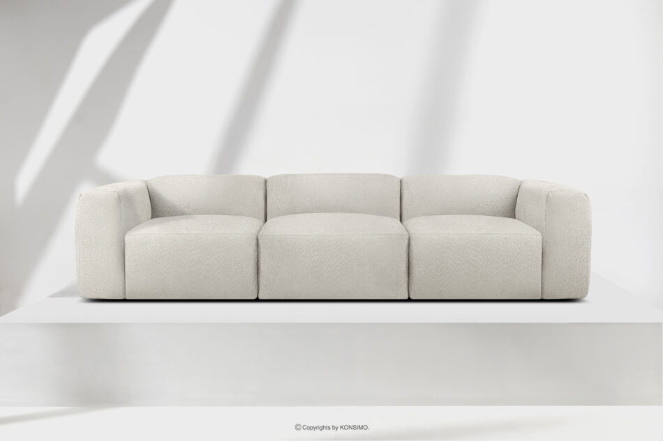 BUFFO Miękka sofa trzyosobowa w tkaninie boucle biały biały - zdjęcie 1