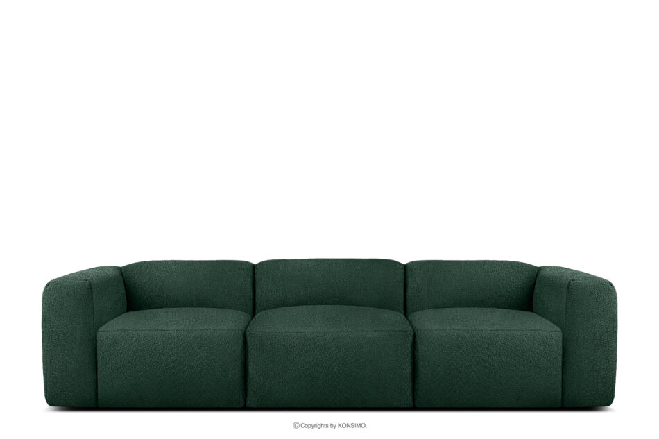 BUFFO Miękka sofa trzyosobowa w tkaninie boucle ciemny zielony ciemny zielony - zdjęcie 0