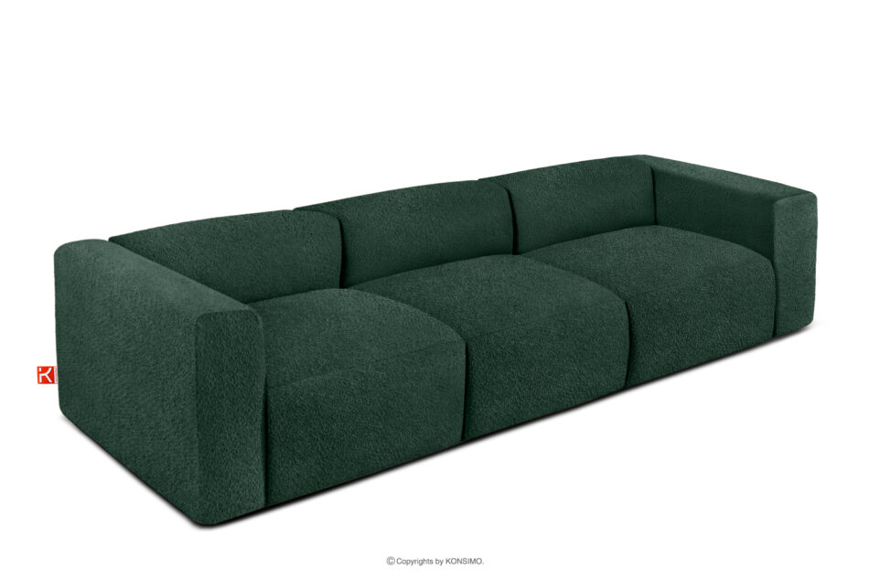 BUFFO Miękka sofa trzyosobowa w tkaninie boucle ciemny zielony ciemny zielony - zdjęcie 2