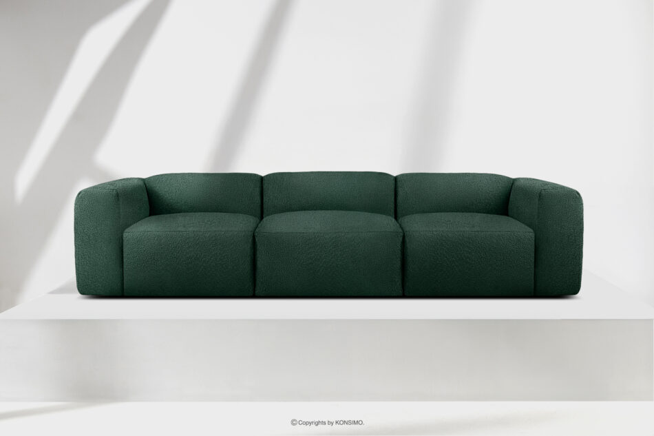 BUFFO Miękka sofa trzyosobowa w tkaninie boucle ciemny zielony ciemny zielony - zdjęcie 1