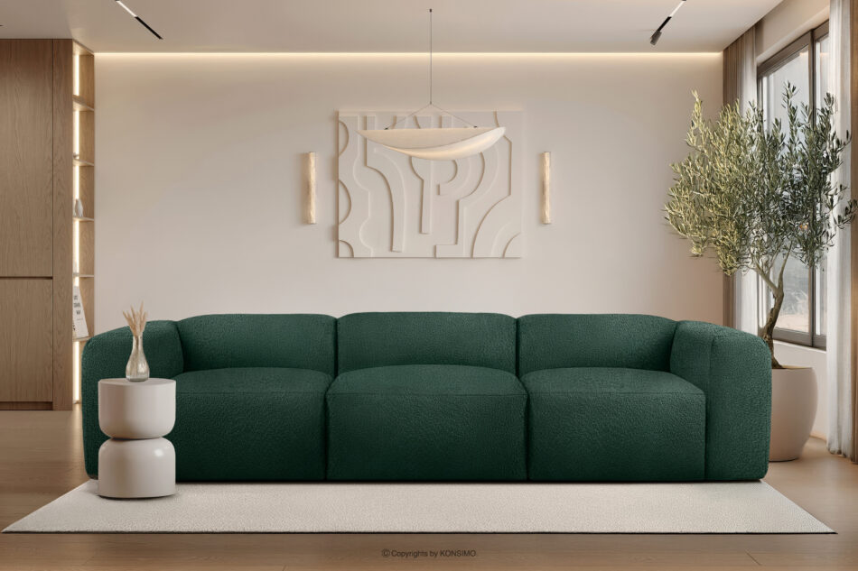 BUFFO Miękka sofa trzyosobowa w tkaninie boucle ciemny zielony ciemny zielony - zdjęcie 9
