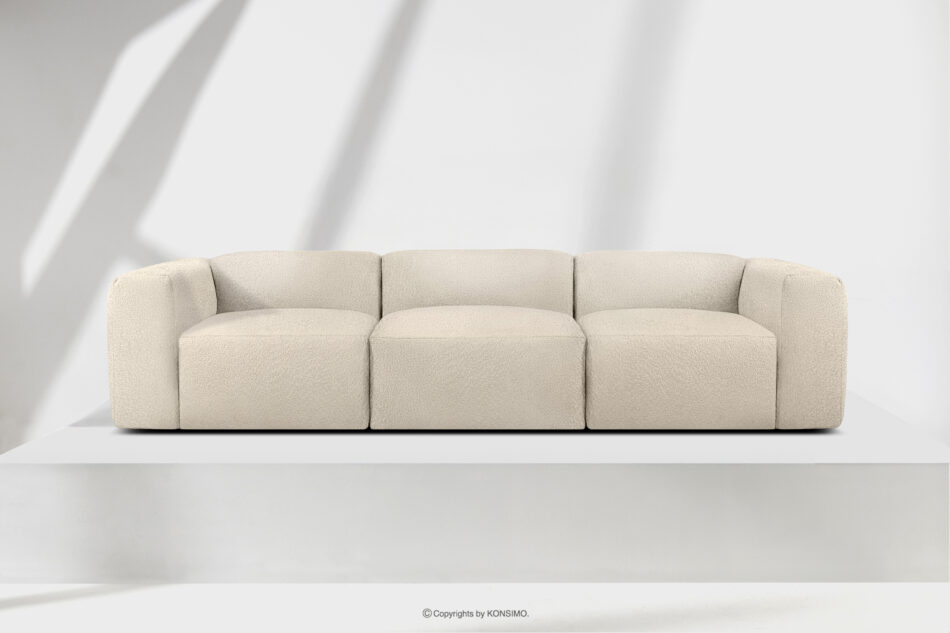 BUFFO Miękka sofa trzyosobowa w tkaninie boucle jasny beżowy jasny beżowy - zdjęcie 1