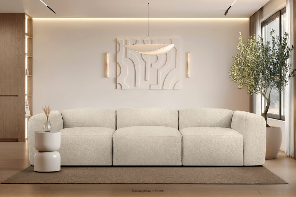 BUFFO Miękka sofa trzyosobowa w tkaninie boucle jasny beżowy jasny beżowy - zdjęcie 9