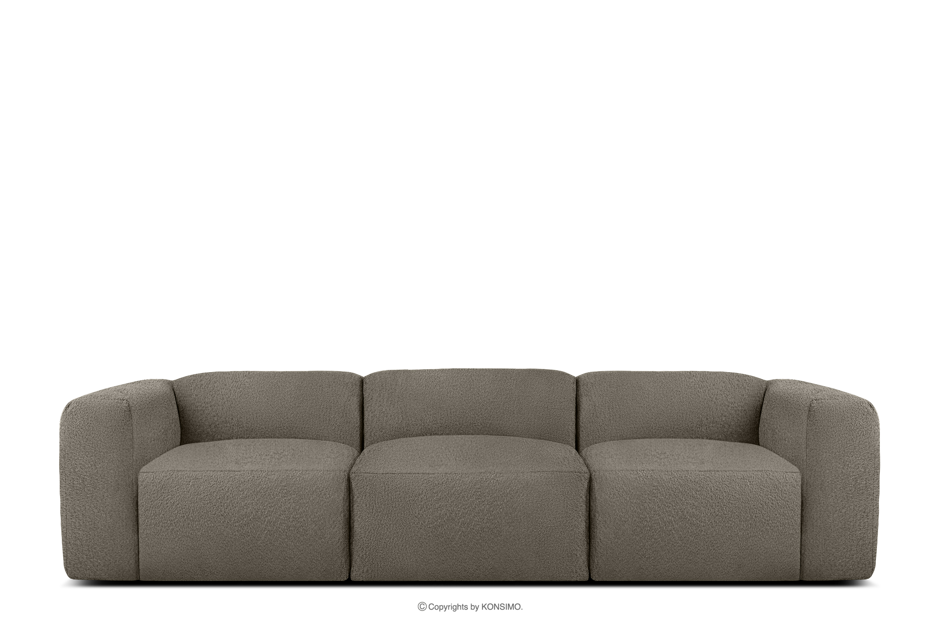 Miękka sofa trzyosobowa w tkaninie boucle chłodny brązowy