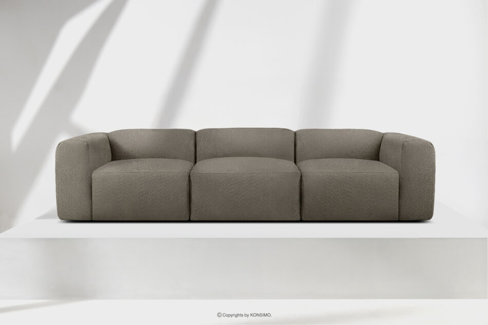 BUFFO Miękka sofa trzyosobowa w tkaninie boucle chłodny brązowy chłodny brązowy - zdjęcie 1