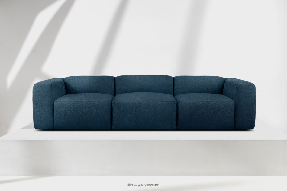 BUFFO Miękka sofa trzyosobowa w tkaninie boucle granatowy granatowy - zdjęcie 1