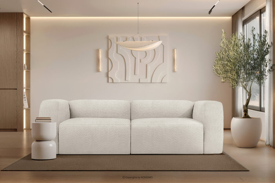 BUFFO Miękka sofa 2,5 w tkaninie boucle biały biały - zdjęcie 9