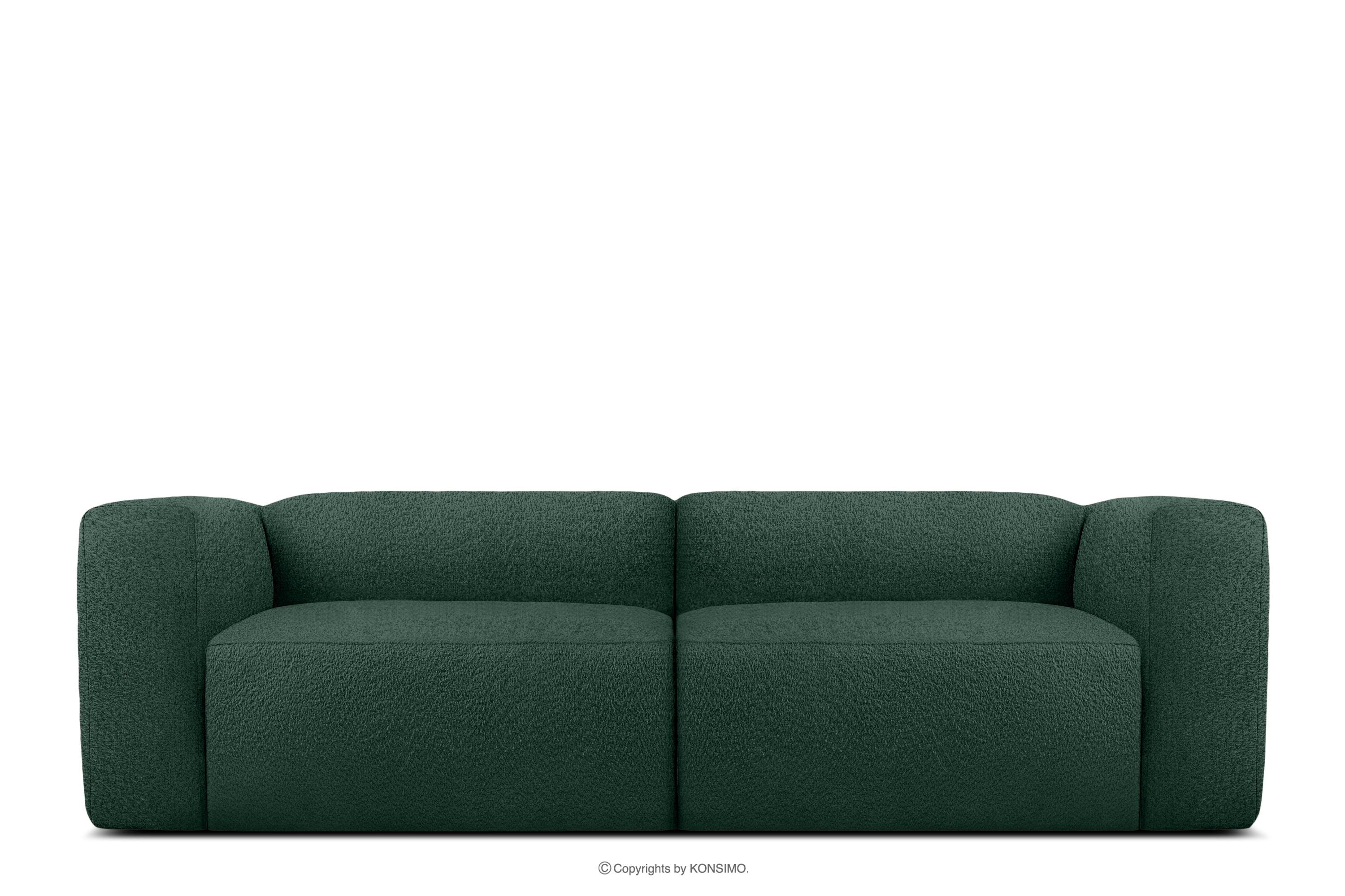 Miękka sofa 2,5 w tkaninie boucle ciemny zielony