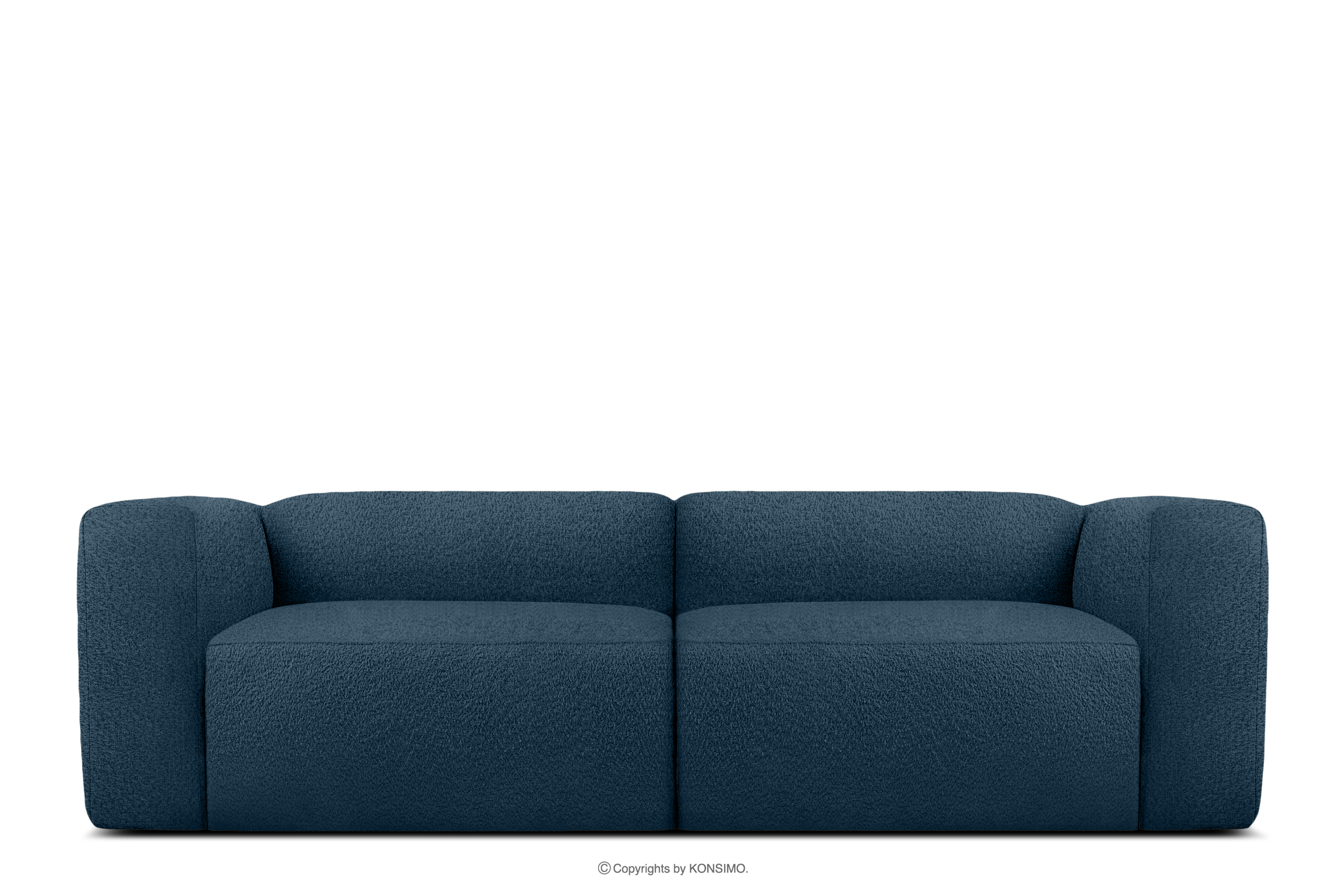 Miękka sofa 2,5 w tkaninie boucle granatowy