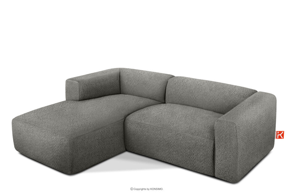 BUFFO Miękki narożnik w tkaninie boucle lewy stalowy stalowy - zdjęcie 2