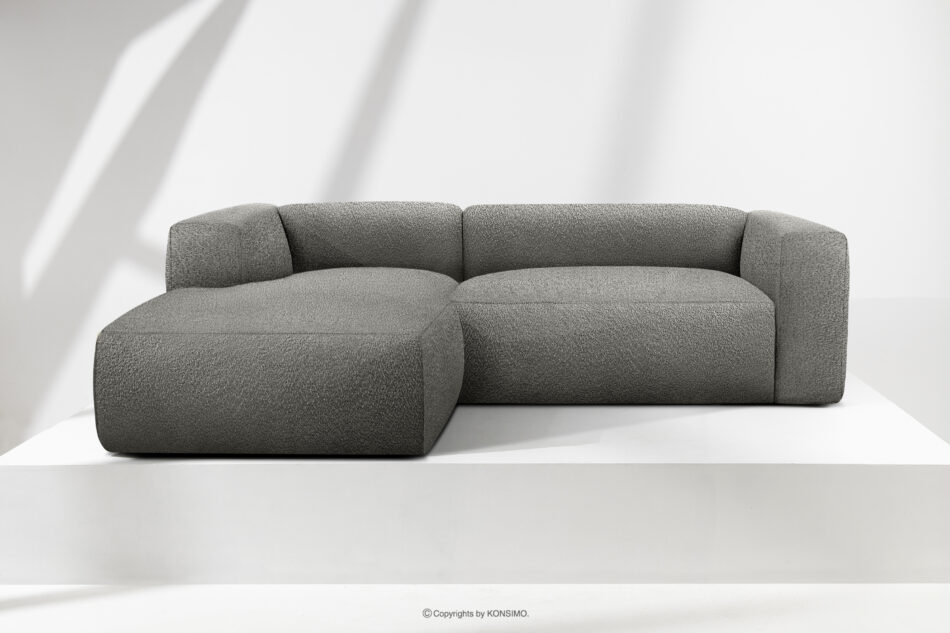 BUFFO Miękki narożnik w tkaninie boucle lewy stalowy stalowy - zdjęcie 1