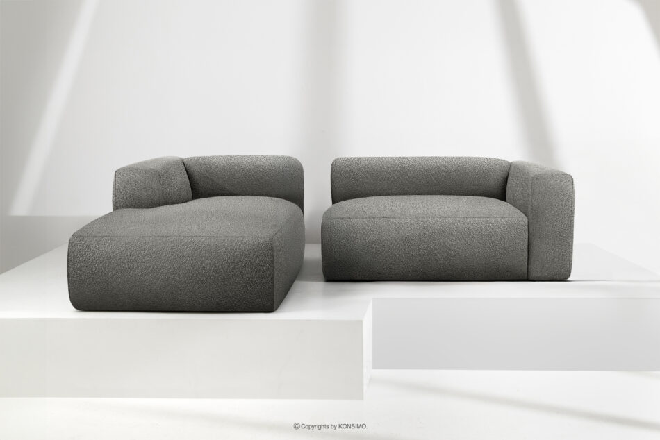 BUFFO Miękki narożnik w tkaninie boucle lewy stalowy stalowy - zdjęcie 8