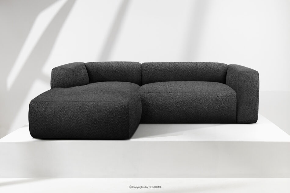 BUFFO Miękki narożnik w tkaninie boucle lewy ciemny szary ciemny szary - zdjęcie 1