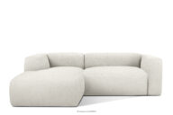 Miękki narożnik w tkaninie boucle lewy biały