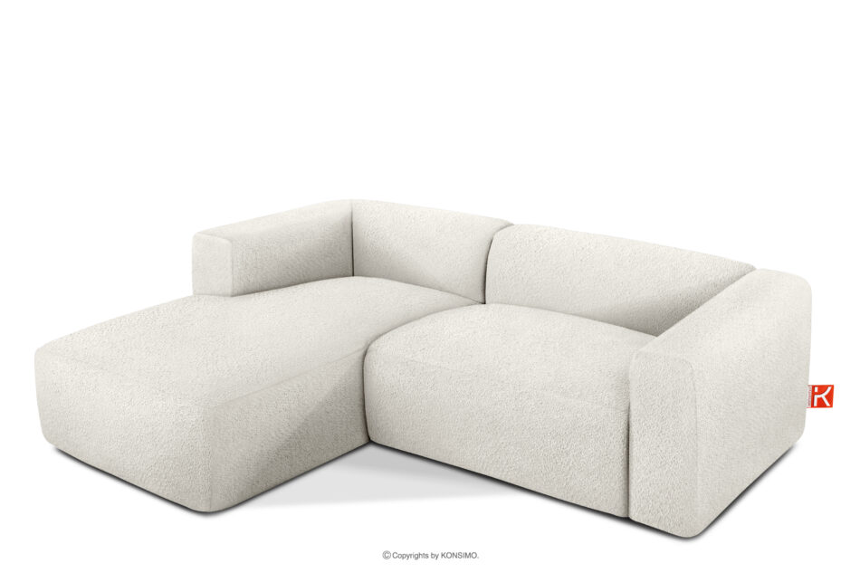 BUFFO Miękki narożnik w tkaninie boucle lewy biały biały - zdjęcie 2