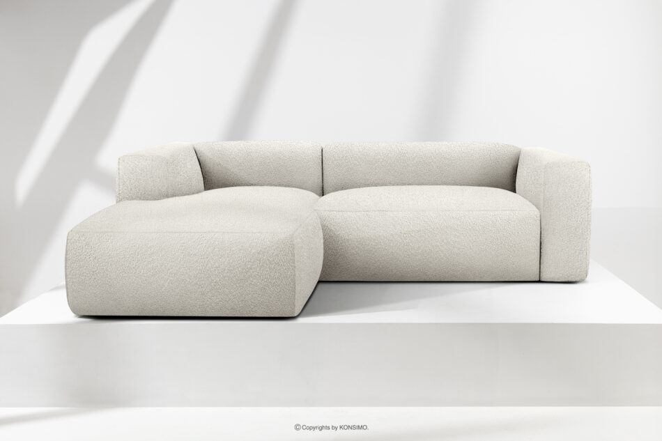 BUFFO Miękki narożnik w tkaninie boucle lewy biały biały - zdjęcie 1