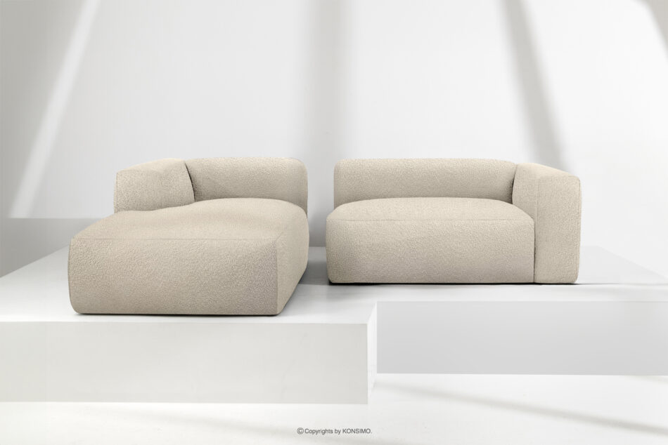 BUFFO Miękki narożnik w tkaninie boucle lewy jasny beżowy jasny beżowy - zdjęcie 8