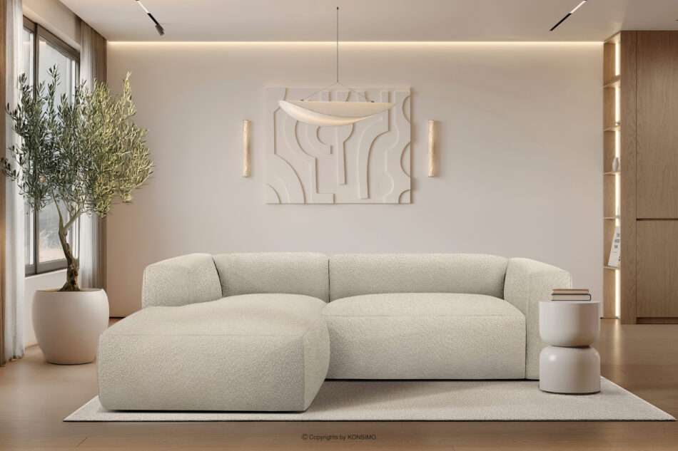 BUFFO Miękki narożnik w tkaninie boucle lewy jasny beżowy jasny beżowy - zdjęcie 9