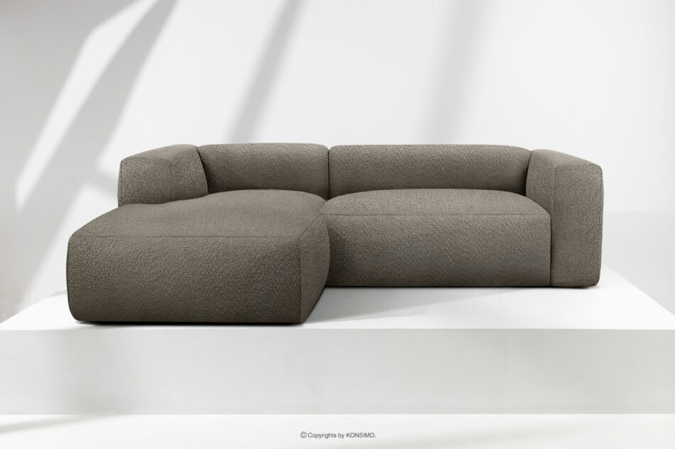 BUFFO Miękki narożnik w tkaninie boucle lewy chłodny brązowy chłodny brązowy - zdjęcie 1