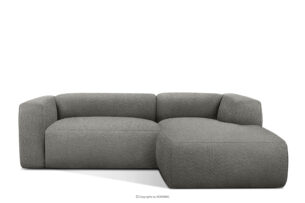 BUFFO, https://konsimo.pl/kolekcja/buffo/ Miękki narożnik w tkaninie boucle prawy stalowy stalowy - zdjęcie