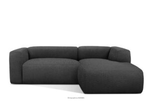 BUFFO, https://konsimo.pl/kolekcja/buffo/ Miękki narożnik w tkaninie boucle prawy ciemny szary ciemny szary - zdjęcie