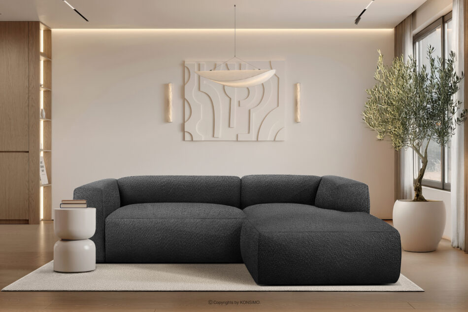 BUFFO Miękki narożnik w tkaninie boucle prawy ciemny szary ciemny szary - zdjęcie 9