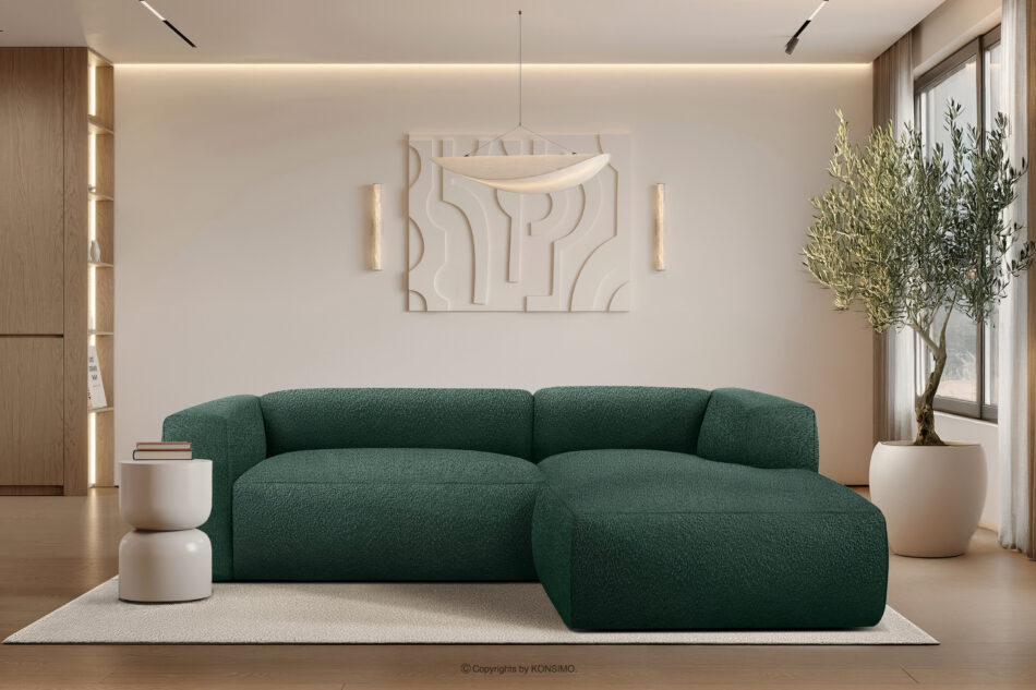 BUFFO Miękki narożnik w tkaninie boucle prawy ciemny zielony ciemny zielony - zdjęcie 9