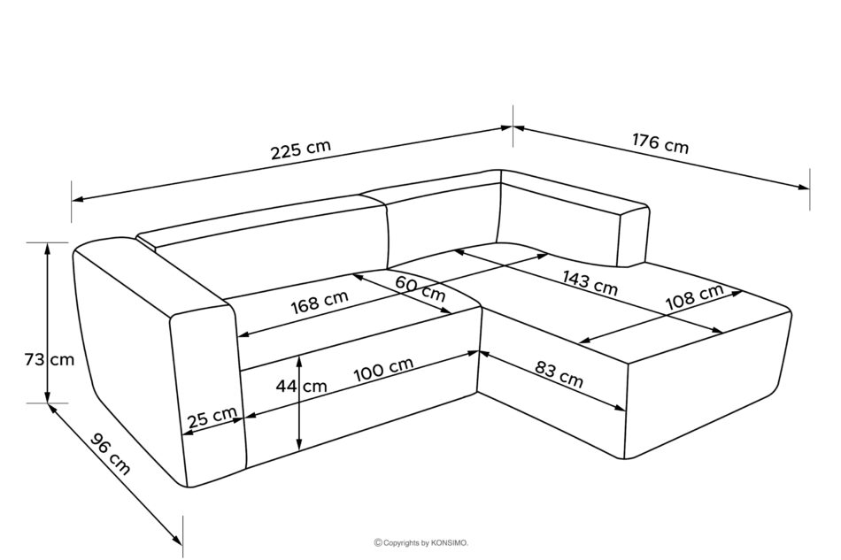 BUFFO Miękki narożnik w tkaninie boucle prawy ciemny szary ciemny szary - zdjęcie 10