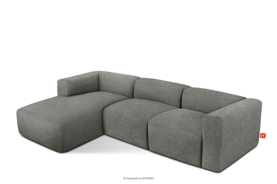 BUFFO Duży miękki narożnik w tkaninie boucle lewy stalowy stalowy - zdjęcie 2