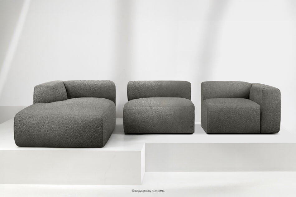 BUFFO Duży miękki narożnik w tkaninie boucle lewy stalowy stalowy - zdjęcie 8