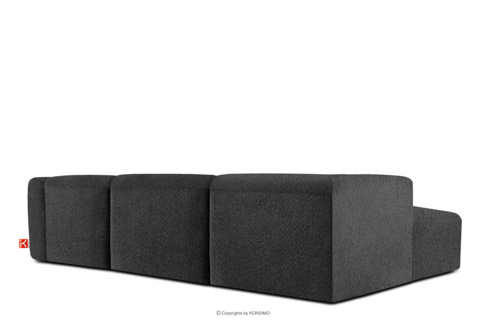 BUFFO Duży miękki narożnik w tkaninie boucle lewy ciemny szary ciemny szary - zdjęcie 3