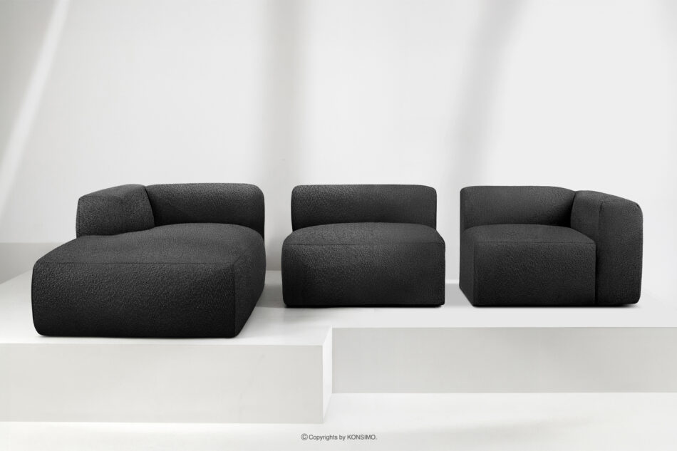 BUFFO Duży miękki narożnik w tkaninie boucle lewy ciemny szary ciemny szary - zdjęcie 8