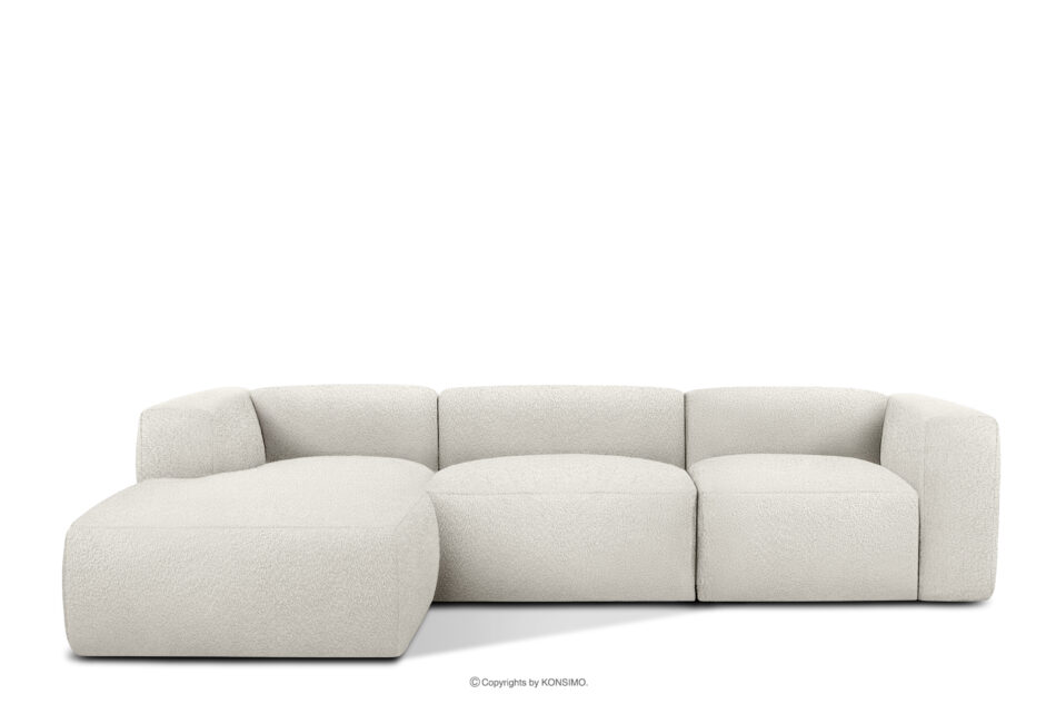 BUFFO Duży miękki narożnik w tkaninie boucle lewy biały biały - zdjęcie 0