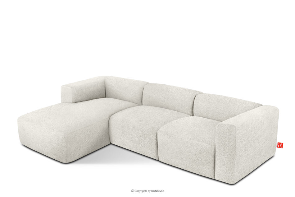 BUFFO Duży miękki narożnik w tkaninie boucle lewy biały biały - zdjęcie 2