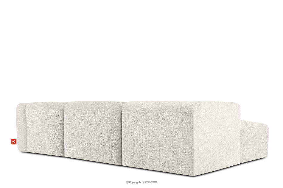 BUFFO Duży miękki narożnik w tkaninie boucle lewy biały biały - zdjęcie 3