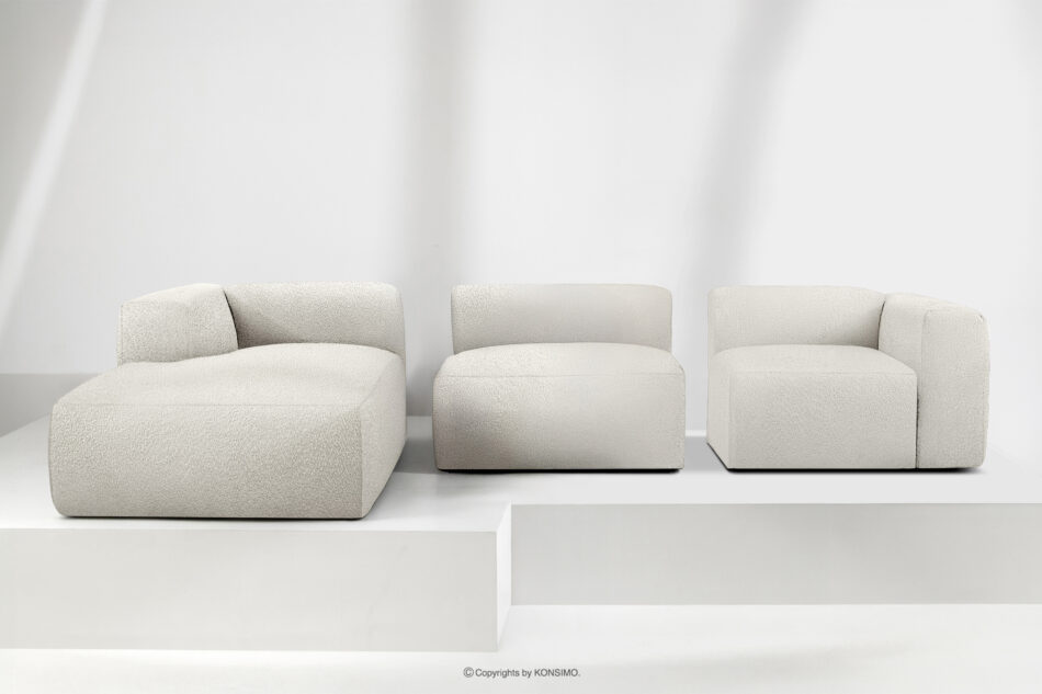 BUFFO Duży miękki narożnik w tkaninie boucle lewy biały biały - zdjęcie 8