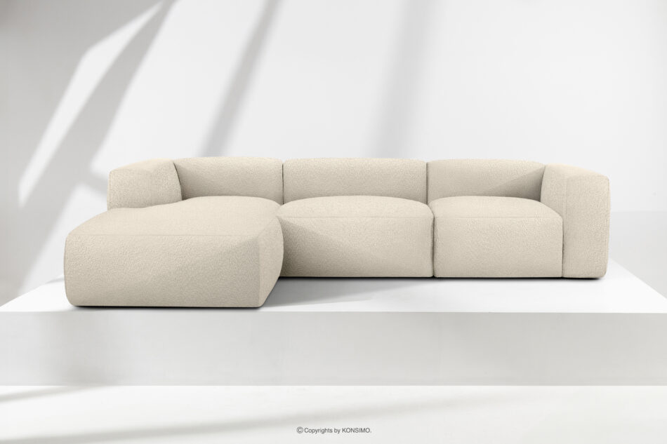 BUFFO Duży miękki narożnik w tkaninie boucle lewy jasny beżowy jasny beżowy - zdjęcie 1