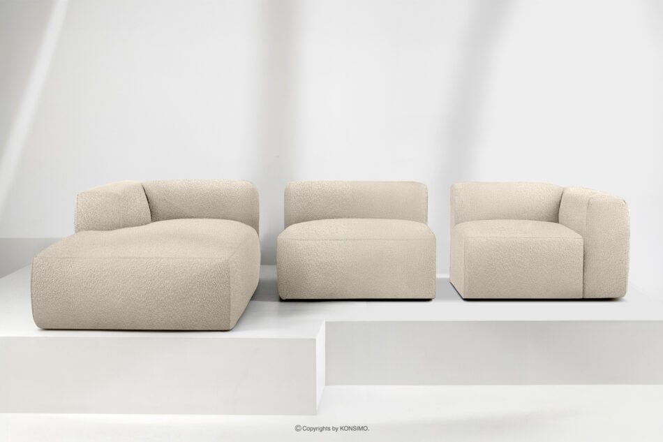 BUFFO Duży miękki narożnik w tkaninie boucle lewy jasny beżowy jasny beżowy - zdjęcie 8