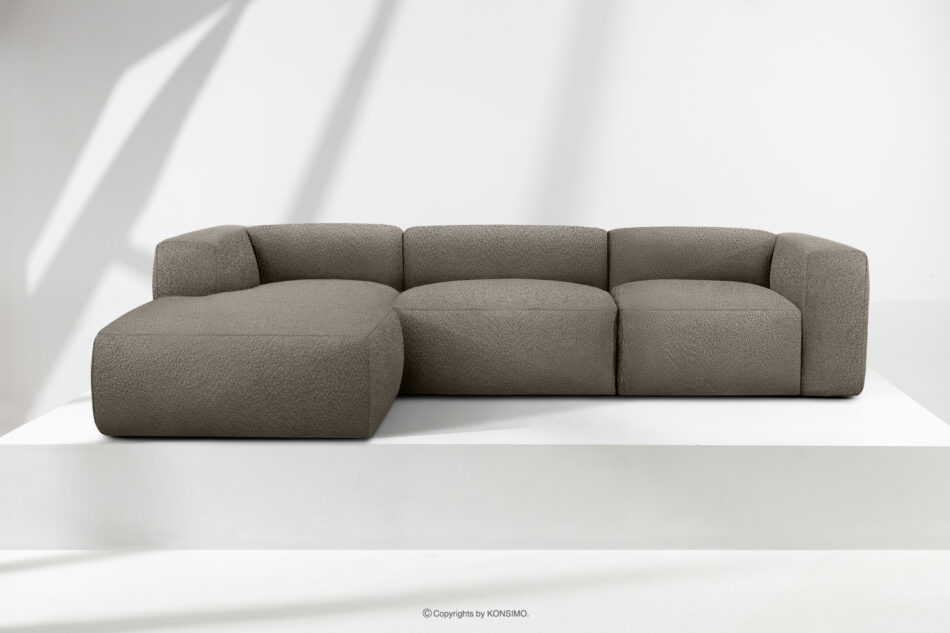 BUFFO Duży miękki narożnik w tkaninie boucle lewy chłodny brązowy chłodny brązowy - zdjęcie 1