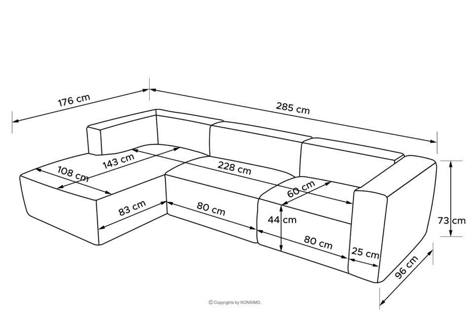 BUFFO Duży miękki narożnik w tkaninie boucle lewy granatowy granatowy - zdjęcie 10
