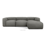 Duży miękki narożnik w tkaninie boucle prawy stalowy