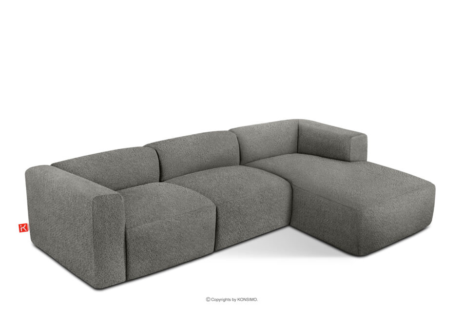 BUFFO Duży miękki narożnik w tkaninie boucle prawy stalowy stalowy - zdjęcie 2