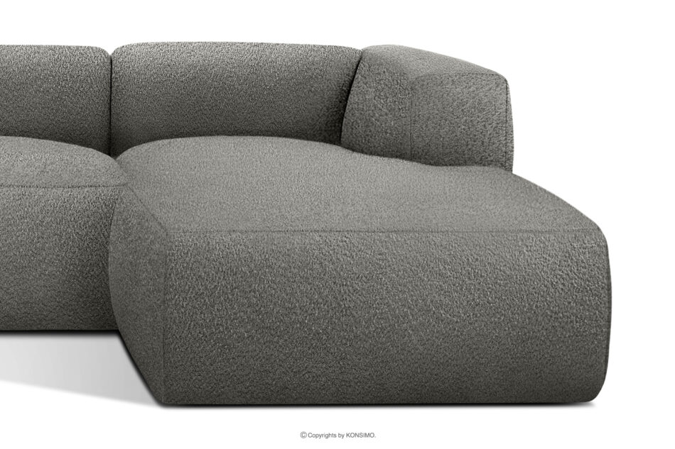 BUFFO Duży miękki narożnik w tkaninie boucle prawy stalowy stalowy - zdjęcie 7