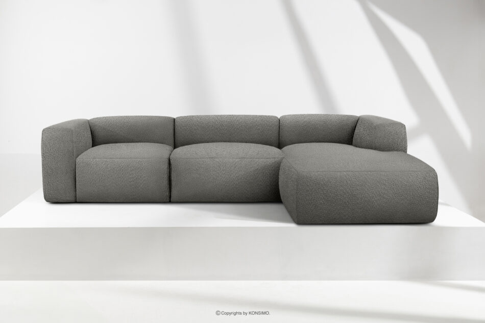 BUFFO Duży miękki narożnik w tkaninie boucle prawy stalowy stalowy - zdjęcie 1