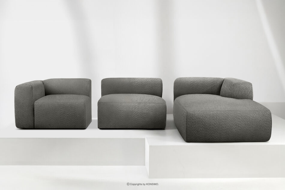 BUFFO Duży miękki narożnik w tkaninie boucle prawy stalowy stalowy - zdjęcie 8